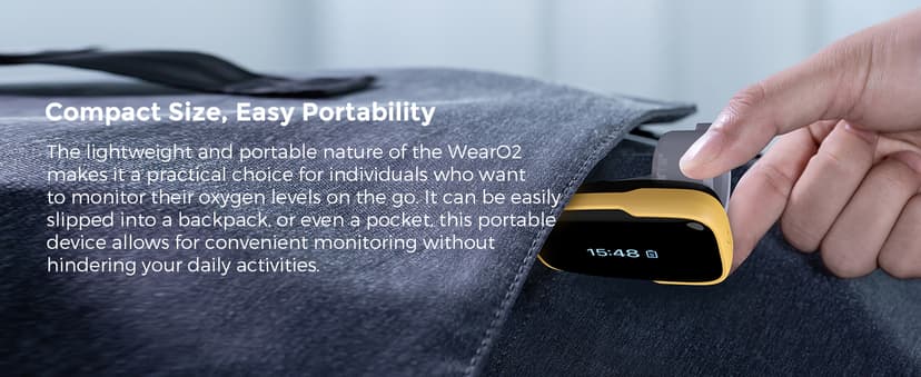 Vibeat Pulse Oximeter for 12 Hours Continuous Tracking, WearO2 Bluetooth Finger Oxygen Monitor, Notification of Low O2, Wearable Ring Blood Oxygen Meter, Free App & PDF Report