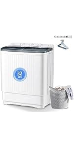 DOGHLY Portable Washer and Dryer Combo Set, 32 lbs Portable Clothes Dryers, 5 Drying Modes, 18 lbs Fully Automatic Washing Machine, Compact Washer and Dryer for Apartment, RV, Dorm