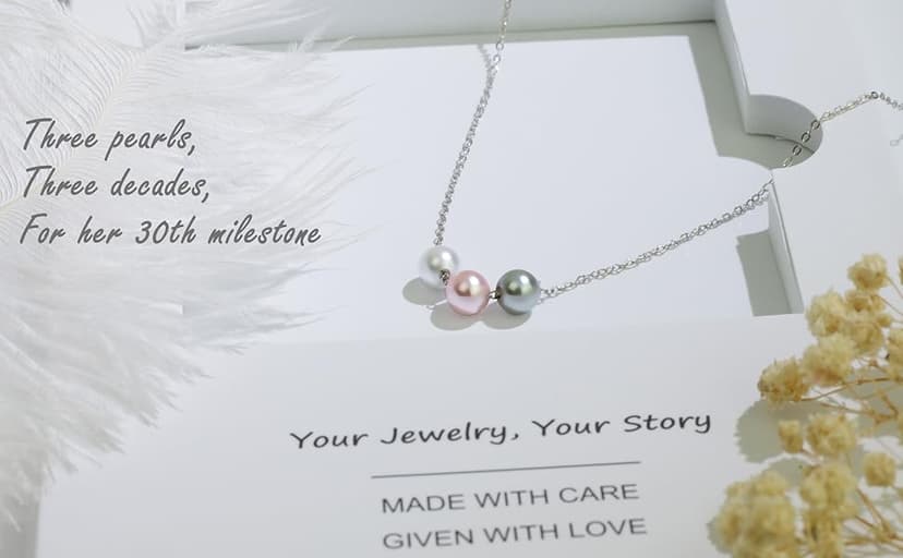 Sereney Birthday Gifts for Girls Women, Sterling Silver Pearl Necklace as 7 9 10 11 13 15 16 18 21 30 40 50 60 Year Old Birthday Gifts, Single Pearl Necklace as Bday Gifts for Friends