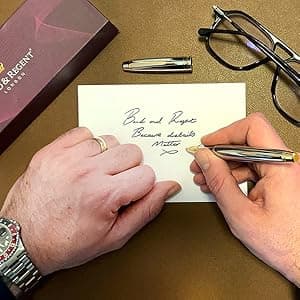 Silver Chrome & 24 Karat Gold | Certified Luxury Grade Rollerball Pen | Nice Gift for Men & Women