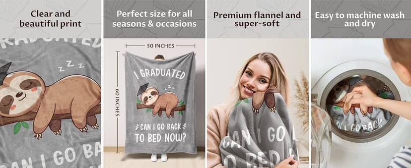 College Graduation Gifts, 2026 Grad Gifts for Master Degree, High School, PHD, Sloth Blanket,Graduation Decorations(50 * 60) Funny Graduation Gifts for Women, Her & Him, Practical Throw B0FQ5LJZVP