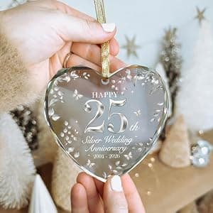 25th Wedding Anniversary Ornament 2001–2026, Silver Anniversary Wedding Gifts Keepsake, 25 Year Anniversary Marriage Gift for Couple, Wife, Husband B0G8KSNVCM