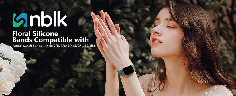 SNBLK 6 Pack Floral Engraved Bands Compatible with Apple Watch Bands 40mm 41mm 42mm 38mm 44mm 45mm 46mm 49mm Women Men, Silicone Flower Pattern Strap for iWatch Series 11 10 Se Ultra 9 8 7 6 5 4 3 2 1