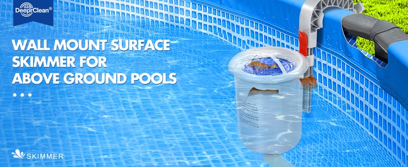 DeeprClean Above Ground Pool Surface Skimmer, Automatic Pool Skimmer for Top of Water, Wall Mount Surface Skimmer with Removable Skimmer Basket, Floating Pool Filter Pool Cleaning Maintenance Kit