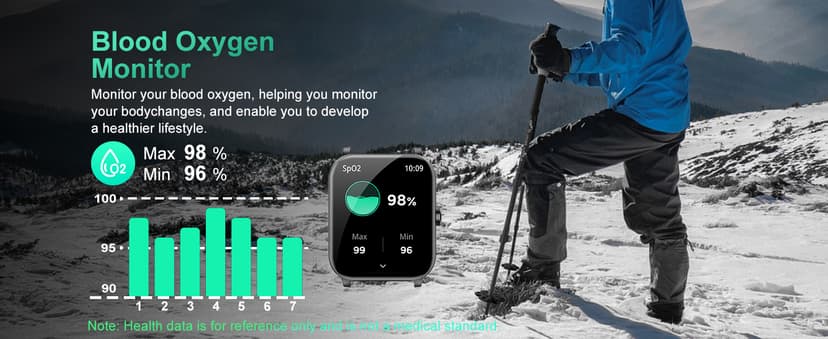 Smart Watch, 1.85" HD Smartwatch for Men Women (Answer/Make Calls), Fitness Watch with Heart Rate/Sleep/IP68 Waterproof/120+ Sports Modes, Pedometer, Android Smart Watch for Android iOS (Black)