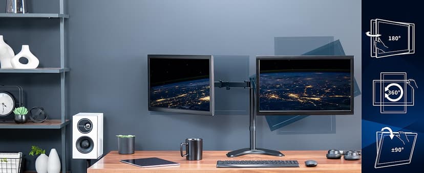 VIVO STAND-V002F Dual LED LCD Monitor Free-Standing Desk Stand for 2 Screens up to 27 Inch Heavy-Duty Fully Adjustable Arms with Max VESA 100x100mm