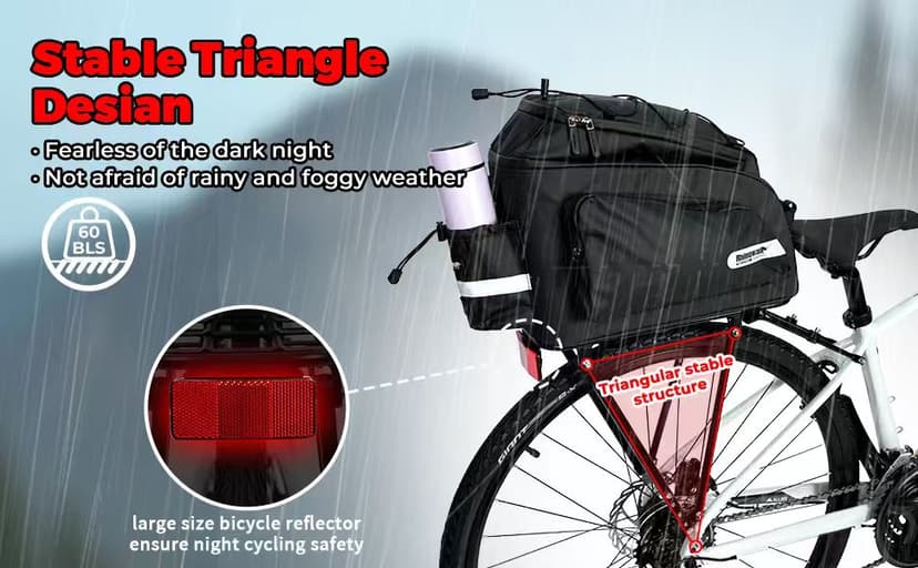 Bike Rear Rack Aluminum: Fits Most 26-29" No Disc Brake & Some Disc Brake Bikes (See The Image Gallery to Check Compatibility), 60lbs Capacity Bike Cargo Rack, Assembly