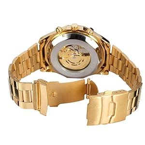 FANMIS Classic Mens Skeleton Automatic Mechanical Watches Luxury Carving Flower Craft Watch with Stainless Steel Waterproof Bracelet Wrist Watch