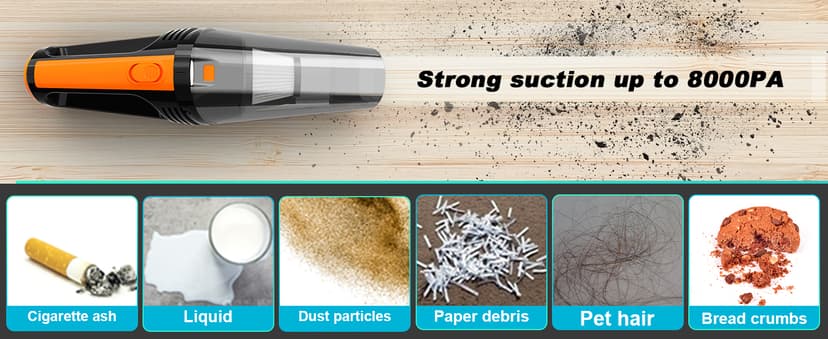 Car Vacuum, Portable Car Vacuum Cleaner High Power 8000Pa, Small 12V Handheld Vacuum with LED Light,16.4Ft Corded, Deep Detailing Cleaning Kit of Car Interior with Dry for Men/Women