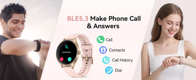 Smart Watches for Women (2 Bands), 1.27" Round Fitness Watch for Android iPhone with Bluetooth Calls (Make/Answer), AI Voice Command, Heart Rate/SpO2/Sleep Monitor, 12 Days Battery, IP68 Waterproof