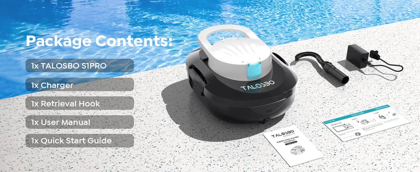 (2026 Upgrade) TALOSBO S1 PRO Robotic Pool Vacuum – Dual-Motor Above-Ground Pool Cleaner, 120 Mins Runtime, Quick Charging, 2.2L Large Filter Basket & Auto-Parking for Easy Retrieval