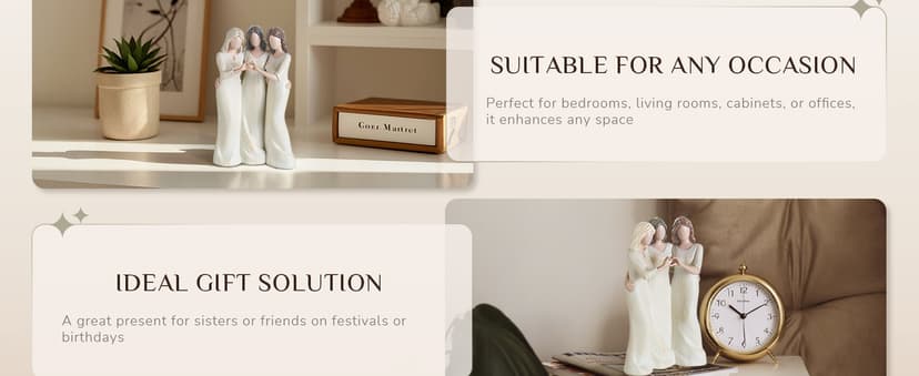 Storieme Storieme Friend Birthday Gifts for Women: Unique 3 Sisters Friendship Resin Figurines Statue - Sister Gift from Sisters - Special Christmas Friendship Day Present for Besties Female