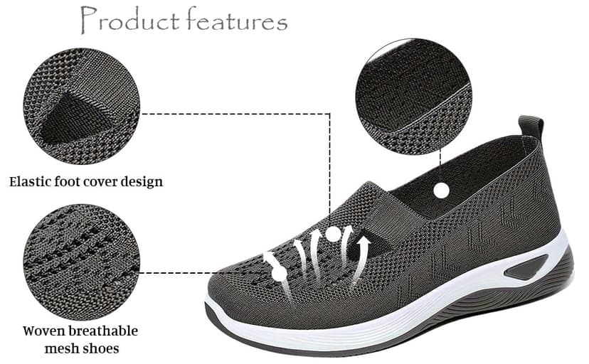 EURO JOY Orthopedic Walking Shoes for Women,2025 New Orthowalkway Womens Shoes,Woven Orthopedic Breathable Walking Sneaker Non-Slip Arch Support Slip on Shoes