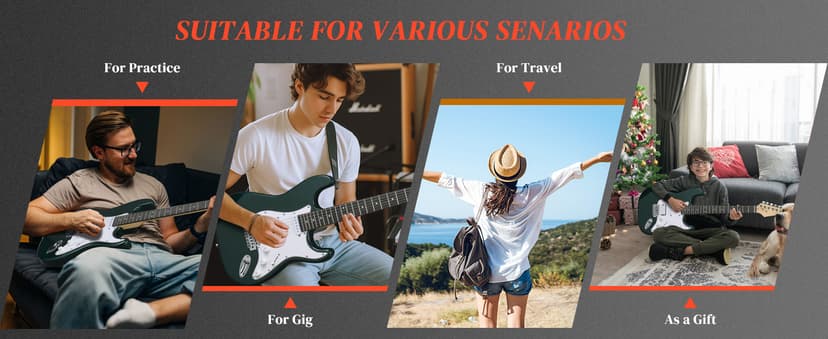 Ktaxon 39 Inch Electric Guitar Kit for Beginner, HSS Pickups 6 String Solid-Body Full Size Adults Electric Guitars W/Amplifier, Bag, Strap, Cable, Accessories - Green