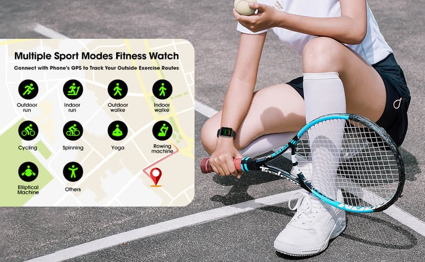 Smart Watch, Fitness Tracker with Heart Rate Monitor, Blood Oxygen, Sleep Tracking, 1.5 Inch Touchscreen Smartwatch for Android iOS Swimming Waterproof Pedometer Step Calories Tracker for Women Men