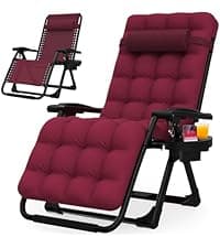 Suteck Zero Gravity Chair, Reclining Camping Lounge Chair w/Removable Cushion, Upgraded Lock and Cup Holder, Reclining Patio Chairs Folding Recliner for Indoor and Outdoor