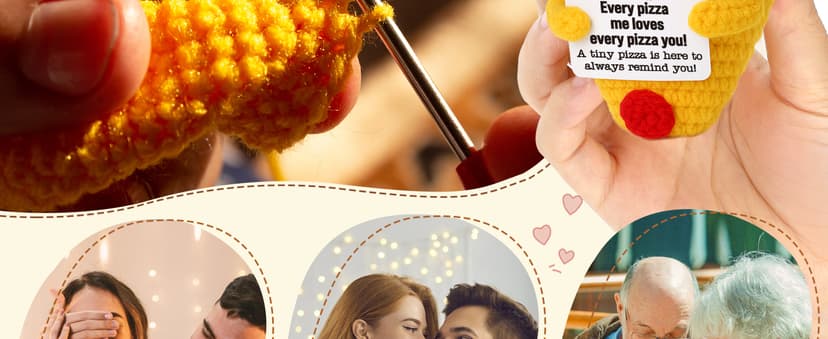 Romantic Gift For Couple Boyfriend Girlfriend Cute Handmade Crochet Pizza For Anniversary Valentine’s Day Love Gifts For Husband Wife Partner Small Birthday Gift Idea for Couples Pizza Decor