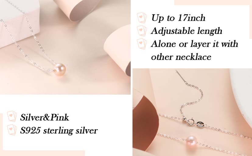 Sereney Birthday Gifts for Girls Women, Sterling Silver Pearl Necklace as 7 9 10 11 13 15 16 18 21 30 40 50 60 Year Old Birthday Gifts, Single Pearl Necklace as Bday Gifts for Friends Lockets