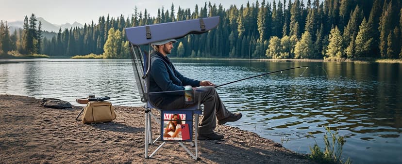 VTOY Portable Camping Chair with Canopy - Folding Chair with Canopy, Durable 600D Oxford Canopy Chair for Camping, Beach, Picnics, Fishing & Sports