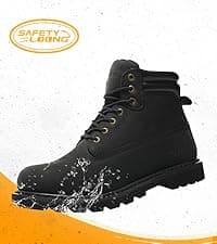 SAFETY LOONG Moc Toe Work Boots for Men Soft Toe Comfortable Full-Grain Leather 6" Non Slip and Water Resistant Safety Ankle Workboots