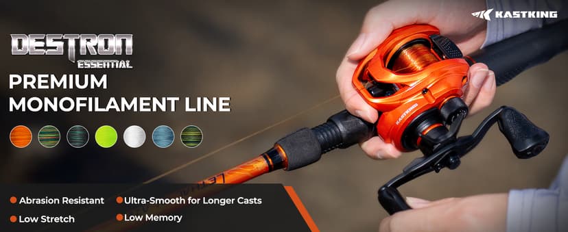 KastKing Destron Essential Monofilament Fishing Line, Advanced Polymer Coating for High Abrasion Resistance, Super Smooth, High Strength, Low Memory Mono Line, Fresh and Saltwater Fishing