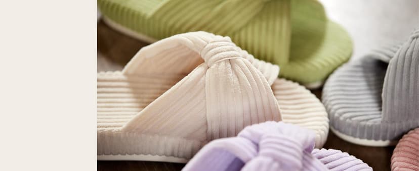 Chantomoo Slippers for Women Memory Foam House Bedroom Corduroy Bow Crossbands Slipper Shoes Comfy Trendy Gift Slippers