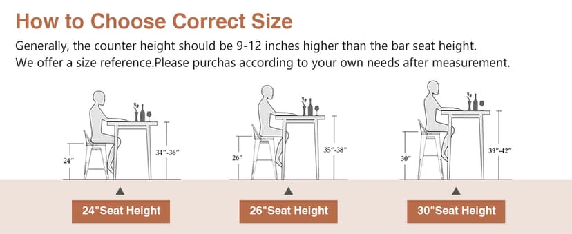 ALISH 26 Inch Industrial Bar Stools Set of 4, High Back Metal Barstools with Large Wood Seat, Counter Height Bar Chairs for Kitchen Island (26 Inch Set of 4, Black)
