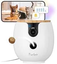 Furbo 360° Dog Camera: Pet Security Cam w/Barking Alerts, Rotating View, Treat Toss w/Phone App, Smart Home Puppy Monitoring, 2-Way Speaker, No Subscription Needed. Standard See, Talk, & Toss Features