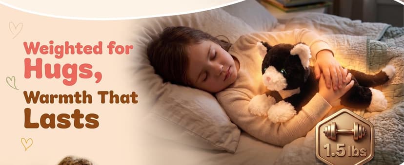 White Cat Microwavable 1.5 lbs Unscented Heating Pad for Women and Kids- Cute Soft Cozy Pillow Plush Heatable Warm Stuffed Animals - Kawaii Hot and Cold Plushie - White Cat Gifts for Girls and Women B0D78TJN7Z