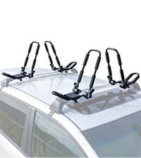 Leader Accessories Folding Kayak Rack 4 PCS/Set J Bar Car Roof Rack for Canoe Surf Board SUP On Roof Top Mount on SUV, Car and Truck Crossbar with 4 pcs Tie Down Straps