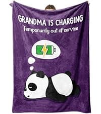 Craftique Gifts for Mom Birthday Christmas- Funny Soft Mom is Charging Blanket- New Moms Gifts for Women, Practical Blanket Throw for Napping Travel, 60”×50”