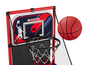 HYES Basketball Arcade Game Indoor Outdoor, Kids Basketball Hoop with 4 Balls & Pump, Single Shot Basketball Game at Home, Carnival Games Sport Toys for Boys Girls Teens