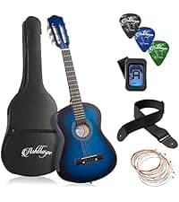 Ashthorpe 38-inch Beginner Acoustic Guitar Package (Black), Basic Starter Kit w/Gig Bag, Strings, Strap, Tuner, Pitch Pipe, Picks