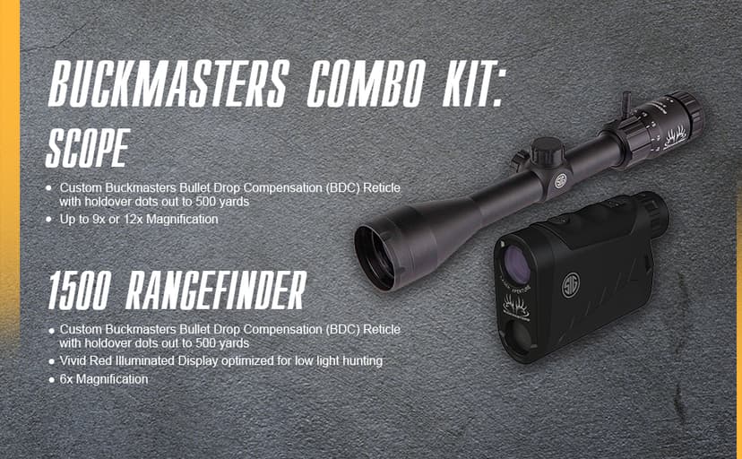 SIG SAUER Buckmasters 3-12x44mm 1" Tube Second Focal Plane/SFP/F2 Durable Shockproof Waterproof Fogproof Black Riflescope