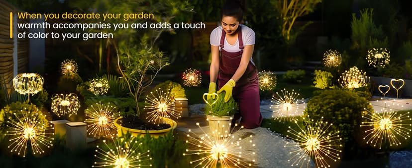 120 LEDs, Fairy Design, Waterproof, Garden Decor, Solar Powered for Yard, Pathway, Flowerbed, Planter, Balcony, Gifts for Mom GIGALUMI 2 Pack Solar Firework Lights Outdoor, Garden Decor, Warm White B0CPHZL35M