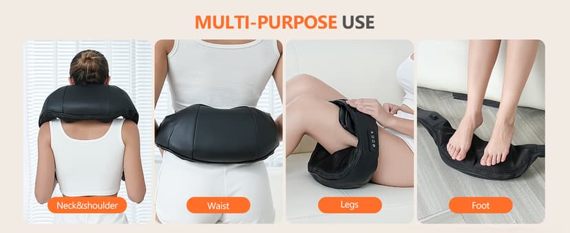 Back and Neck Massager,Shiatsu Back Massager with Heat,Cordless Portable Kneading Shoulder Massage Shawl Electric Massage Pillow for Pain Relief Deep Tissue Gifts for Dad Mom Friends