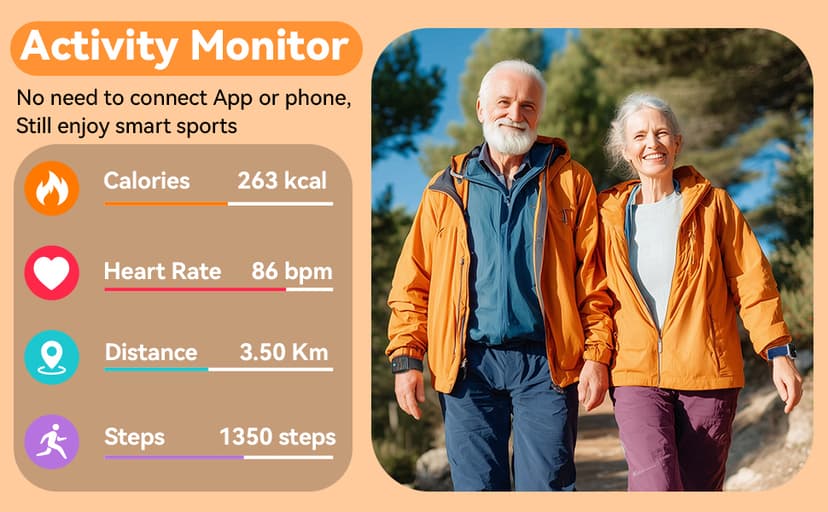DAVIKO Pedometer Watch Senior Friendly No App/Phone Required,Waterproof Fitness Tracker Watch with Heart Rate Sleep Monitor Activity Tracker, Step Counter for Walking, Smart Watches for Women Men