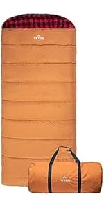 TETON Sports Deer Hunter Sleeping Bag, Warm and Comfortable Camping Sleeping Bag, Teton Tough Canvas Shell for Camping, Hunting, and Cold Weather