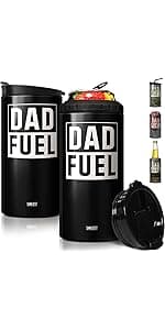 SANDJEST 4-in-1 Best Dad Ever Tumbler Gifts for Dad from Daughter Son - 12oz Dad Can Cooler Tumblers Travel Mug Cup - Stainless Steel Insulated Cans Coozie Christmas, Birthday, Father's Day Gift