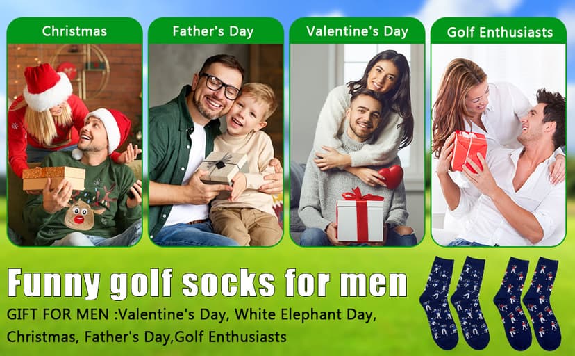 Anniversary Christmas Valentines Gifts for Husband Dad Stepdad, Stocking Stuffers for Men Him Golfer,Golf Accessories for Men Funny Golf Socks for Men Dad,Christmas Birthday Gift From Daughter Wife Son B0FT7NQZ1S