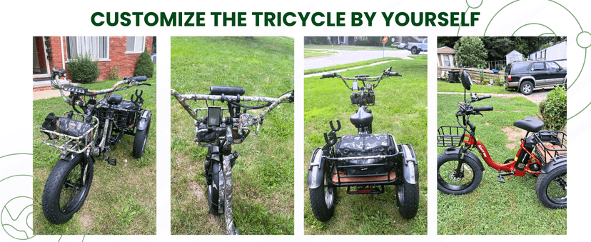 Electric Tricycle for Adults,Fat Tire Folding Electric Trike,3 Wheels Electric Bicycle Bikes, Peak 1350W Step-Thru Etrike with Removable Battery and Large Basket for Women Men