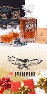 PONPUR Gifts for Grandpa Papa, Whiskey Decanter Set for Grandfather, Unique Grandpa Birthday Gift from Granddaughter Grandson, Best Christmas Retirement Presents for Whisky Scotch Bourbon Lovers