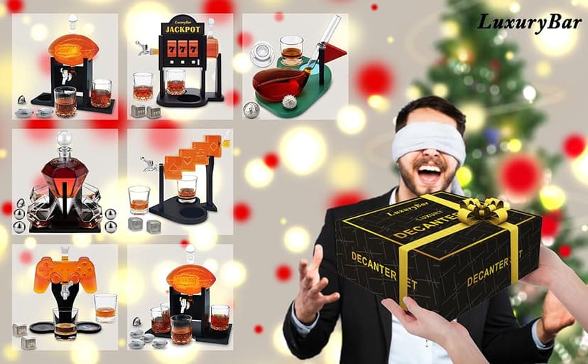 Poker Whiskey Decanter Sets for Men, 27oz Whiskey Decanter Set with Tray, Spout & Stones,Casino Liquor Decanter Dispenser Decanters for Alcohol Tequila Decanter Bourbon Gifts for Men Dad Him Husband