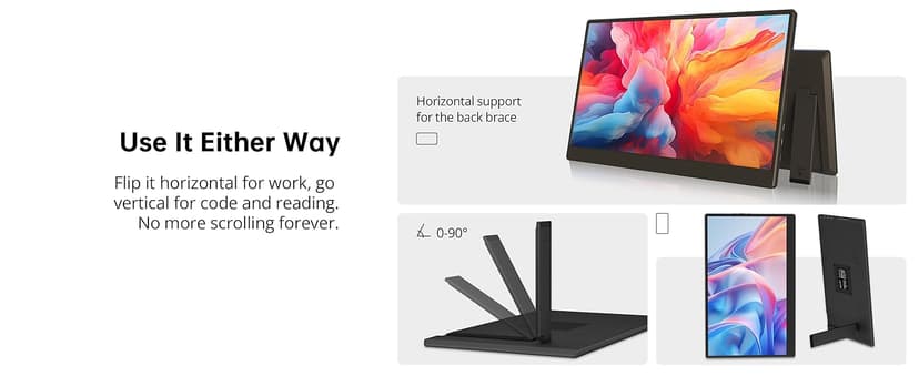 UFYQL Portable Monitor 15.6-inch FHD 1080P Ultra-Slim Travel External Monitor HDR IPS Gaming Display with Kickstand &Speakers USB-C HDMI Plug&Play,for Laptop PC Phone PS4/5 Xbox Switch