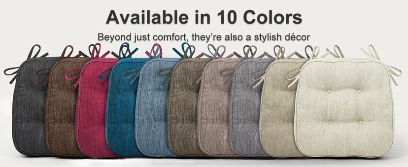 Shinnwa Dining Chair Cushions Set of 6, Dual-Layer Memory Foam Kitchen Chair Cushions, Patented Design Seat Pads with Ties, 16.5 x 16.5 x 3.5in, 6 Pack, Beige