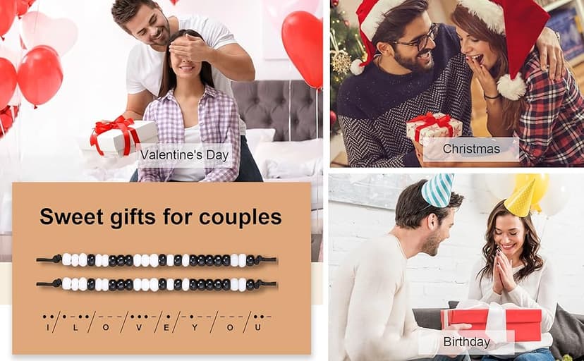 Desimtion Couples Bracelets I Love You Morse Code Matching Bracelets for Couples Gifts for Him and Her, Long Distance Relationship Gifts for Boyfriend and Girlfriend