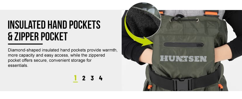 HUNTSEN Fishing Waders for Men Women - 2-Ply Nylon/PVC Waterproof Hunting Chest Waders with Boot Hanger&Phone Case, Size10-12