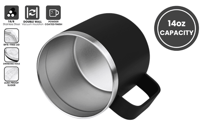 Gossby 14oz Super Daddio Travel Coffee Mug Tumbler - No. 1 Dad Nutrition Facts - Christmas, Fathers Day, Birthday Gift for Dad from Daughter Son Kid - Insulated Stainless Steel Cup with Handle