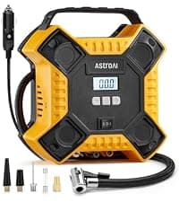 9.8Ft Cord Digital Gauge Auto ShutOff LED Light Fast Inflation Air Pump for Car Tires Bike Ball Motorcycle Inflatables Yellow AstroAI Tire Inflator Portable Air Compressor 12V DC Integrated Storage B097B6X669
