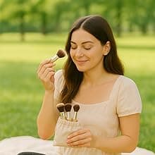 Eco Friendly Unique Natural Gift Beauty Set – Bamboo Makeup Brushes, Vegan Bamboo Roller & Soft Face Towel – Organic Self-Care Box for Women & Teens, Perfect Birthday , Holiday Present”